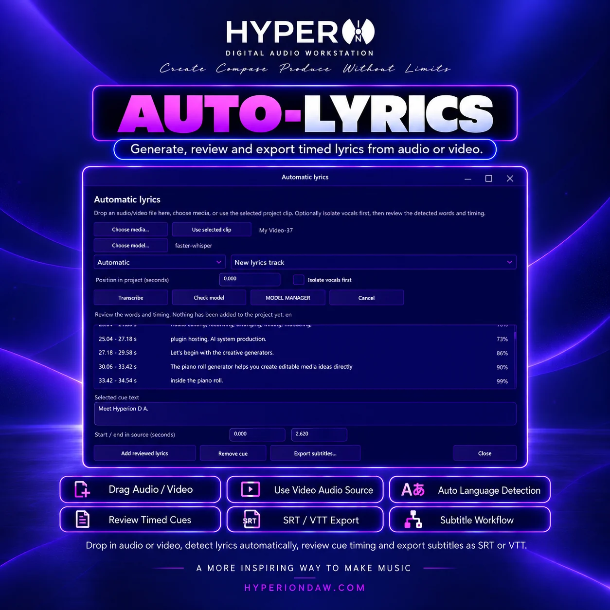 HyperION DAW Auto Lyrics