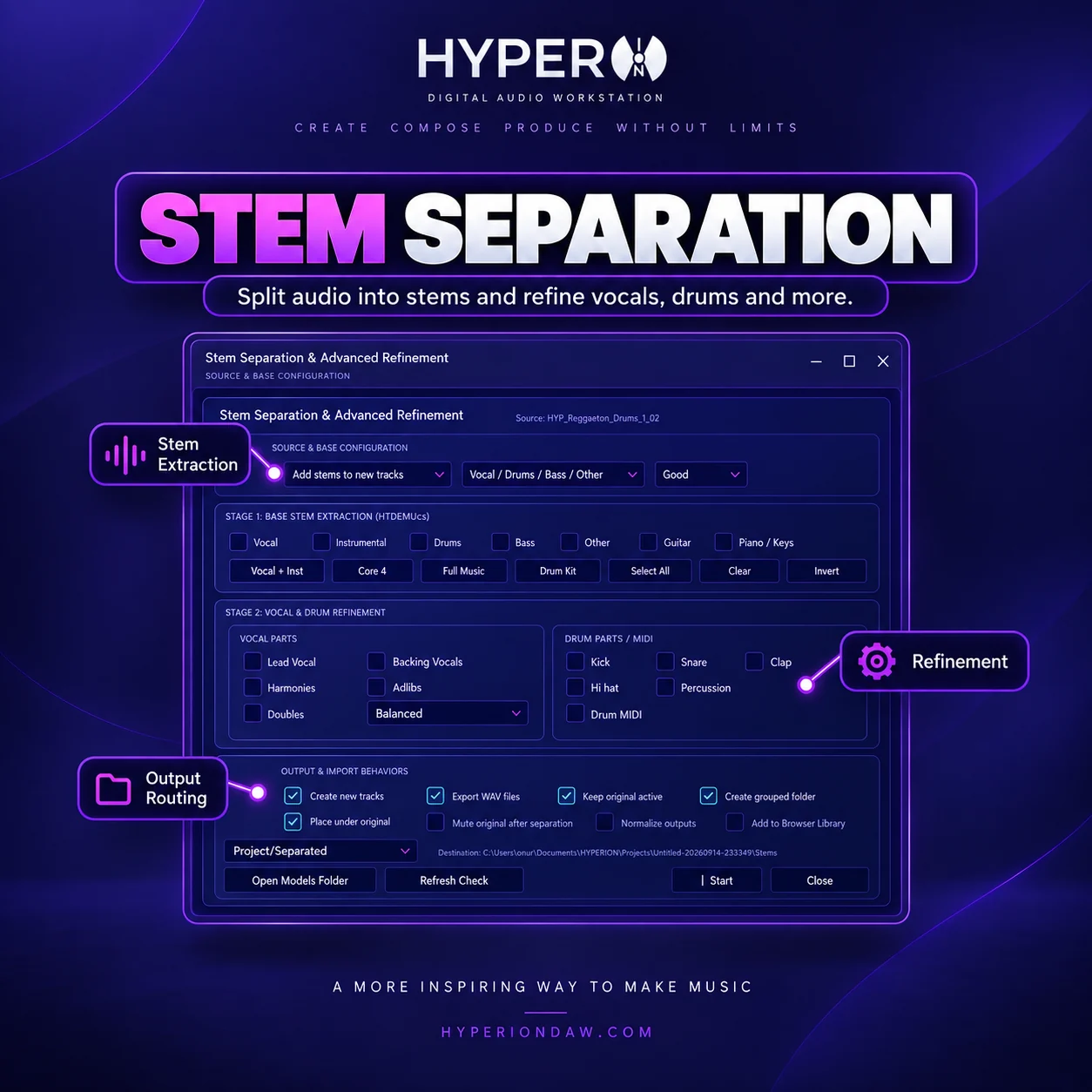 HyperION DAW AI Stem Separation