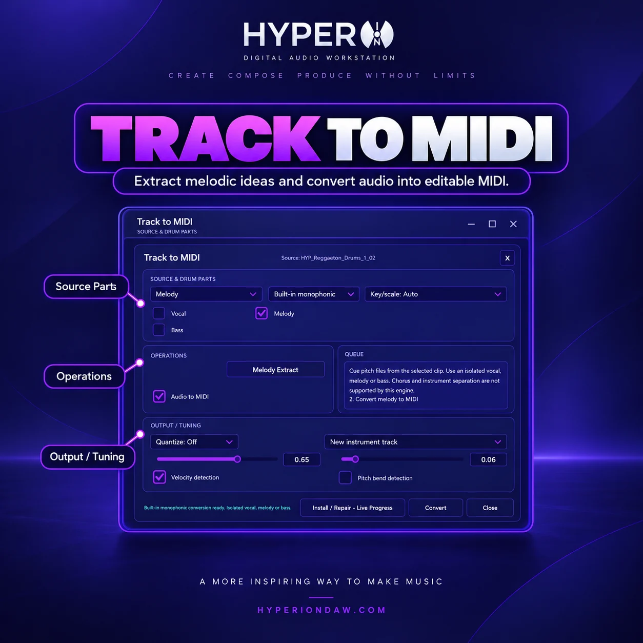 HyperION DAW Track to MIDI